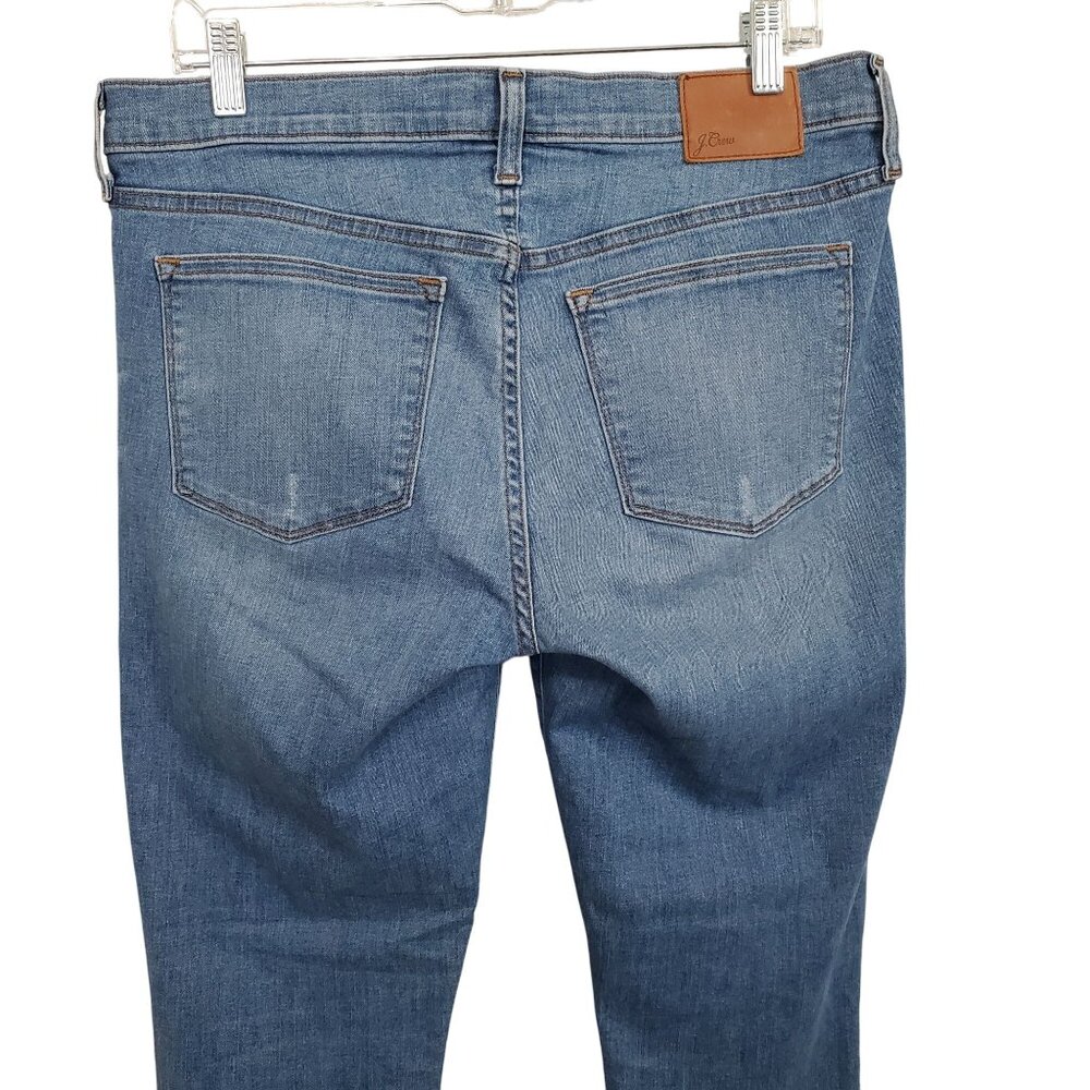 J Crew Size 31 Jeans Toothpick Distressed Mid Rise Skinny Stretch Denim Raw Hem - Picture 5 of 14